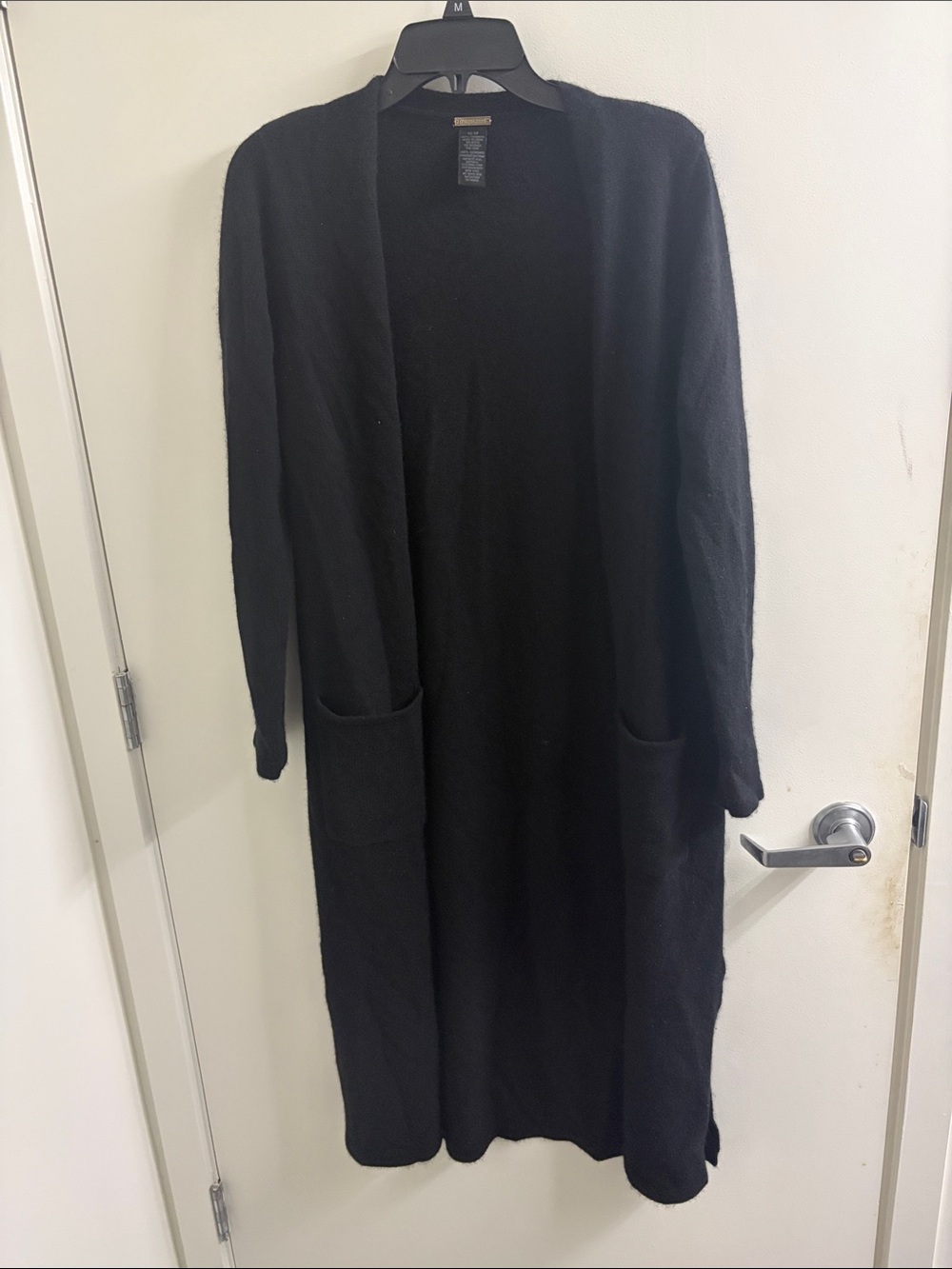 Magaschoni Black Long Open-Front Knit Cape Cardigan